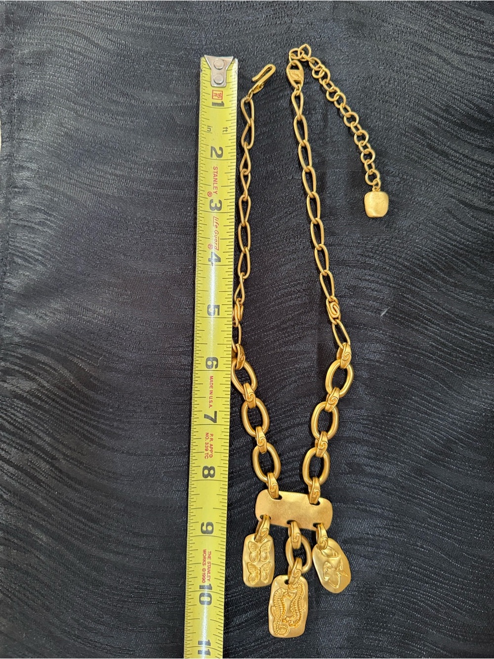 Vtg LCI Gold-Tone Charm Necklace Statement Coastal Women Jewelry